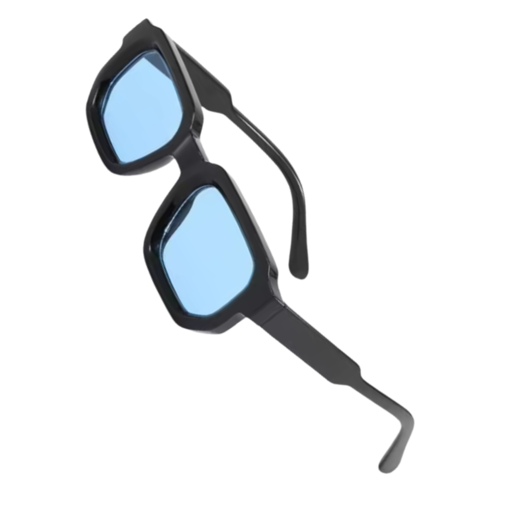 Bold Energy Rectangle UV Sunglasses -Black Blue - Ozerty
