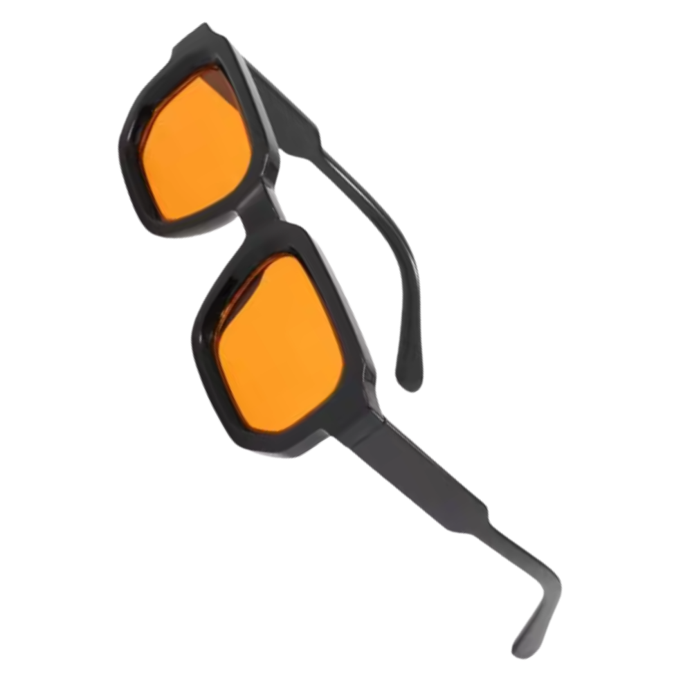 Bold Energy Rectangle UV Sunglasses -Black Orange - Ozerty