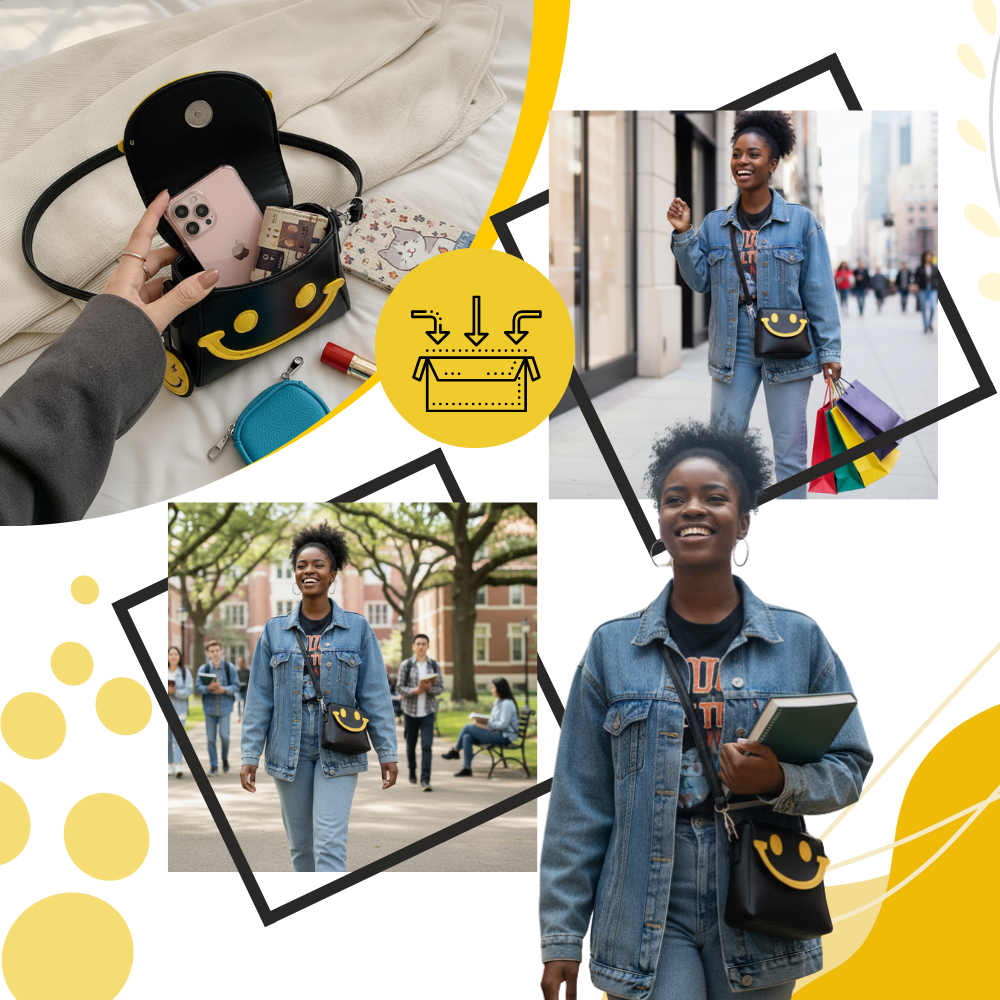 Cheerful Smile Crossbody Purse - Ozerty