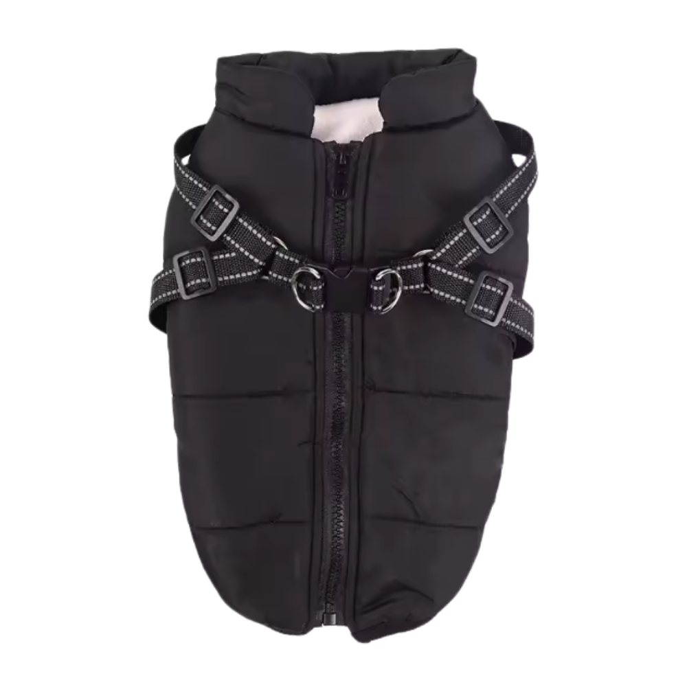 Cozy Dog Harness Winter Jacket -Black - Ozerty