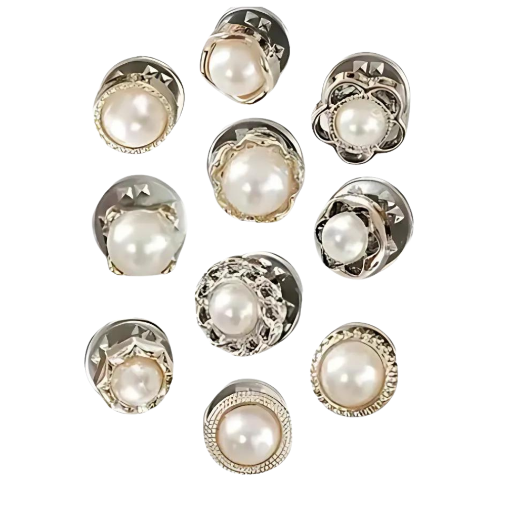 Elegant No-Sew Button Brooch Pins -Pearls - Ozerty