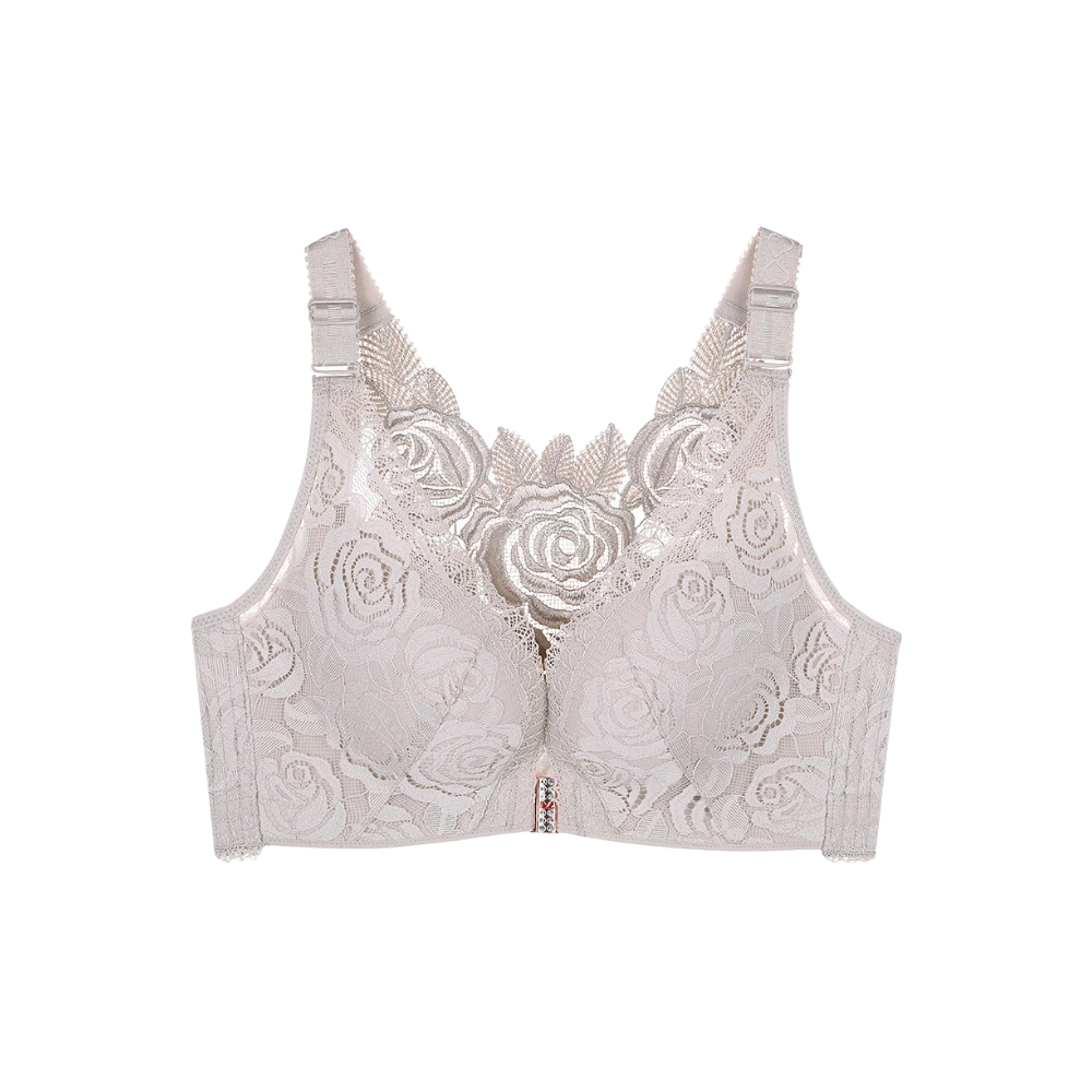 Elegant Rose Push-up Lace Bra -Beige - Ozerty