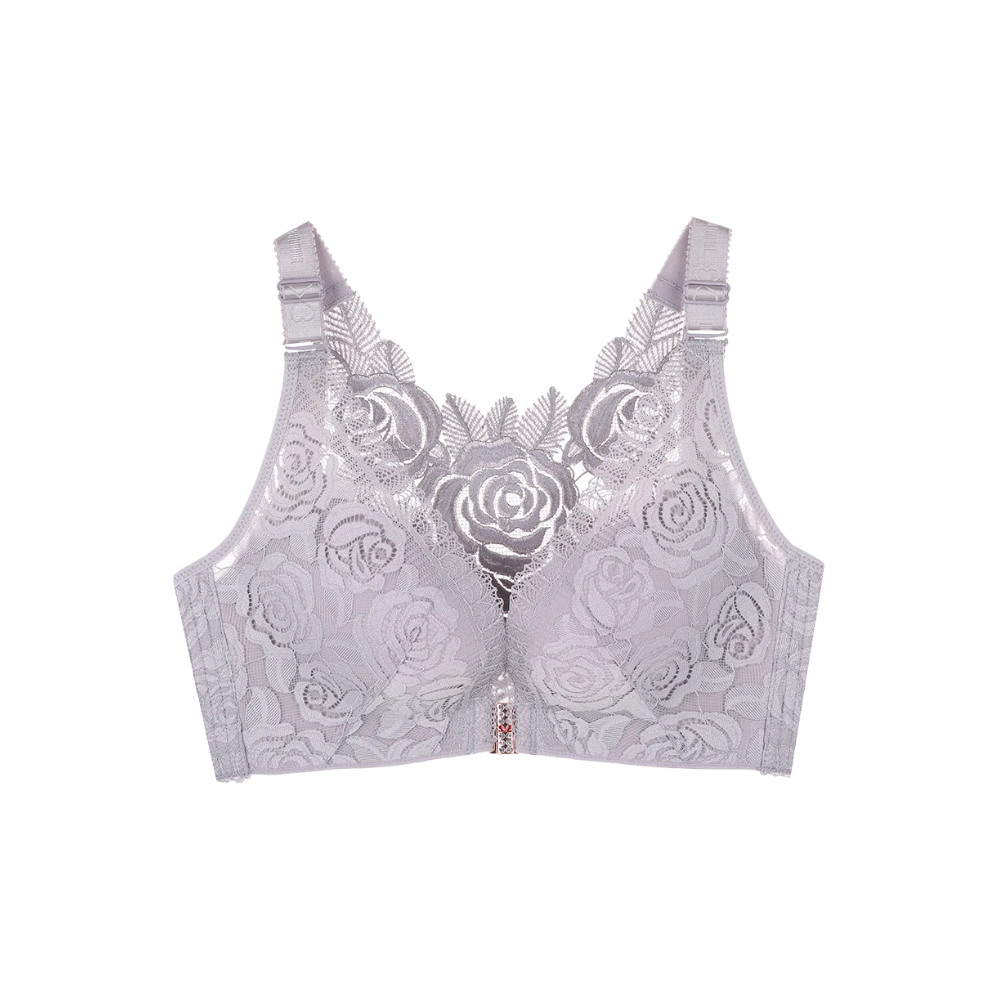 Elegant Rose Push-up Lace Bra -Gray - Ozerty