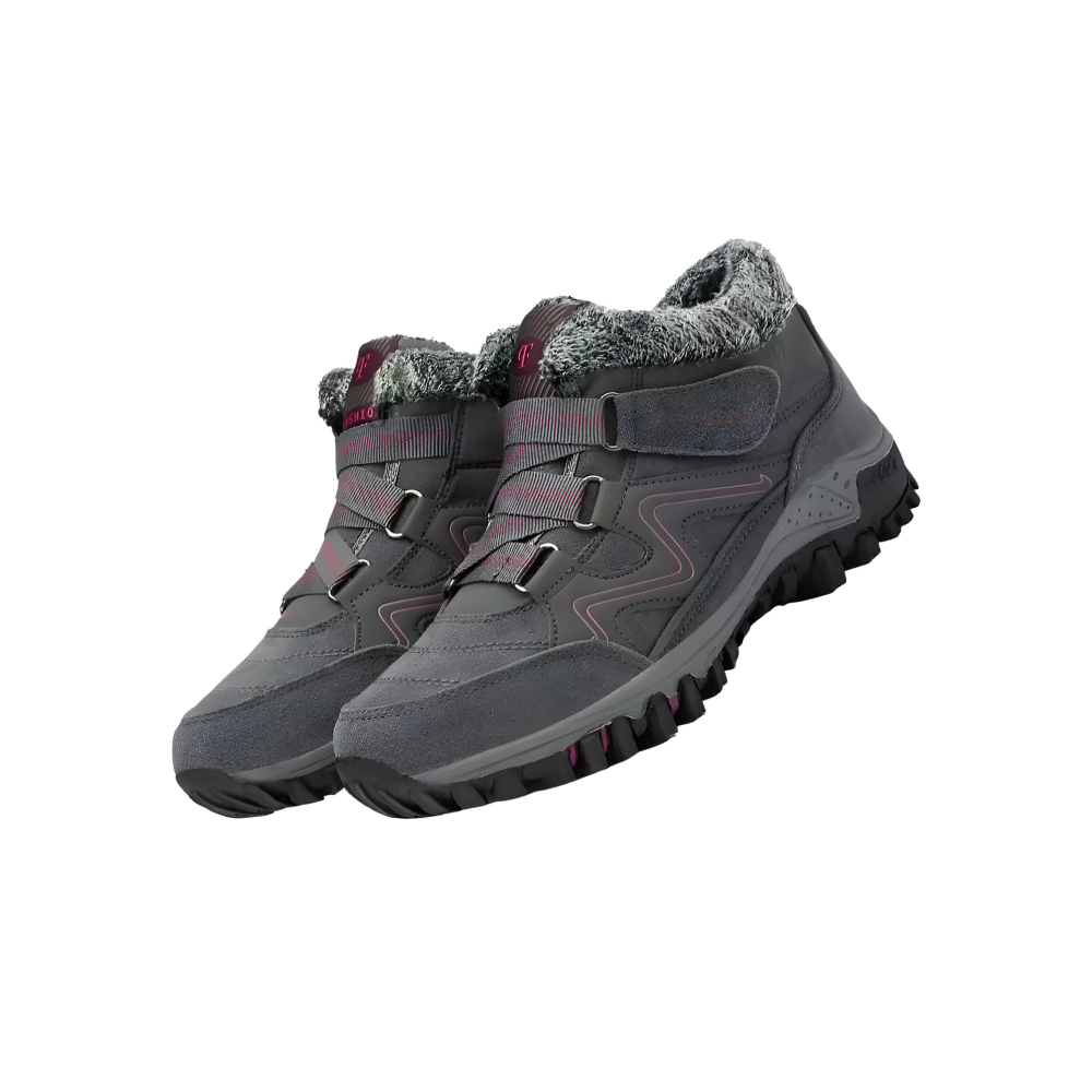 Fleece-Lined Warm Winter Shoes -Gray Pink - Ozerty