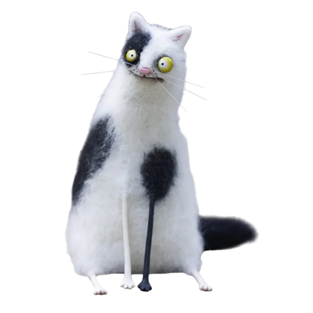 Funny Disheveled Decor Cat -Patchy Cat - Ozerty