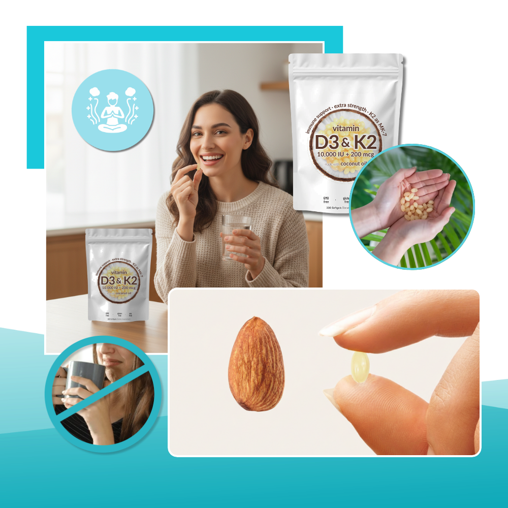 High-Potency D3 & K2 Softgels - Ozerty