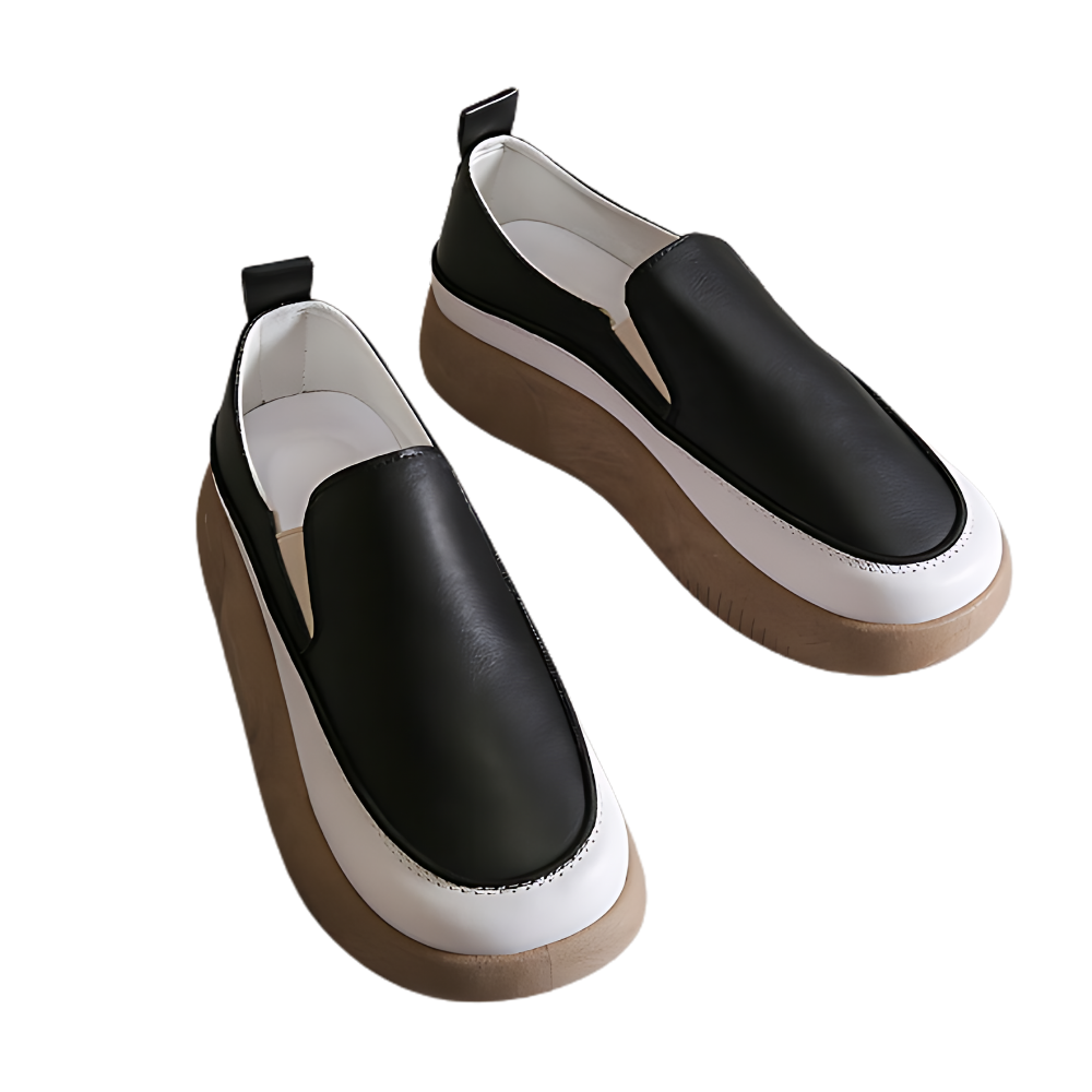 Lightweight Soft Platform Loafers -Black - Ozerty