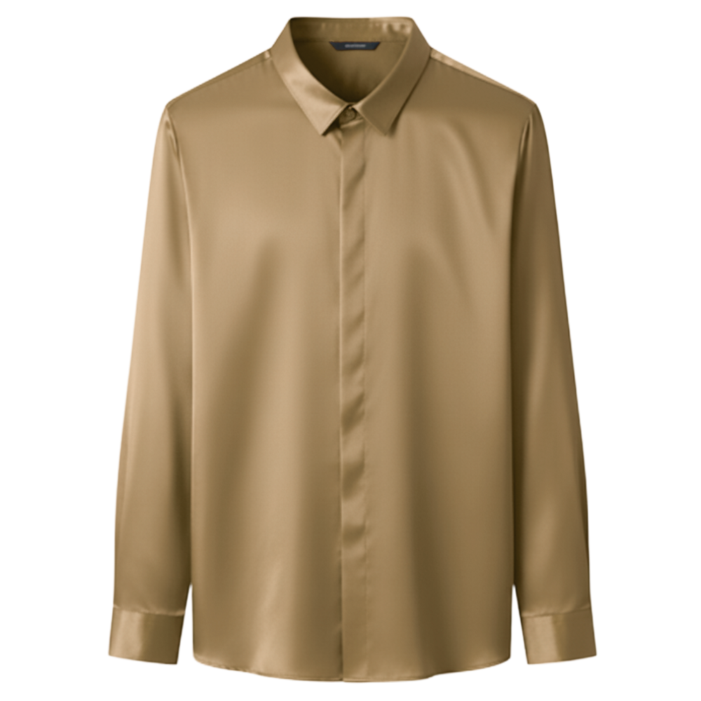Non Iron Silk Blend Men's Polo -Khaki - Ozerty