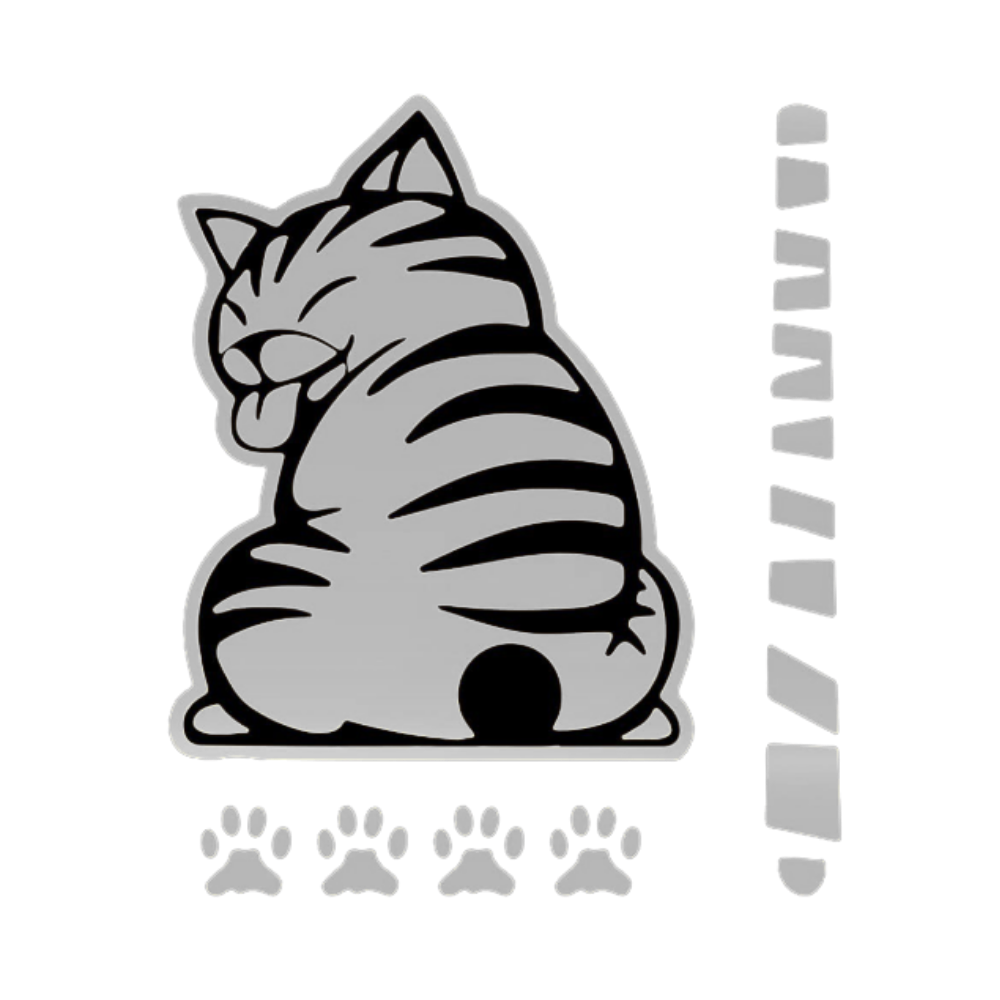 Quirky Cat Wiper Decal -Gray - Ozerty