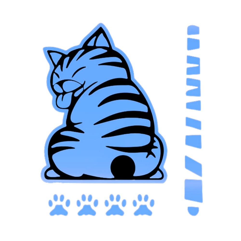 Quirky Cat Wiper Decal -Light Blue - Ozerty