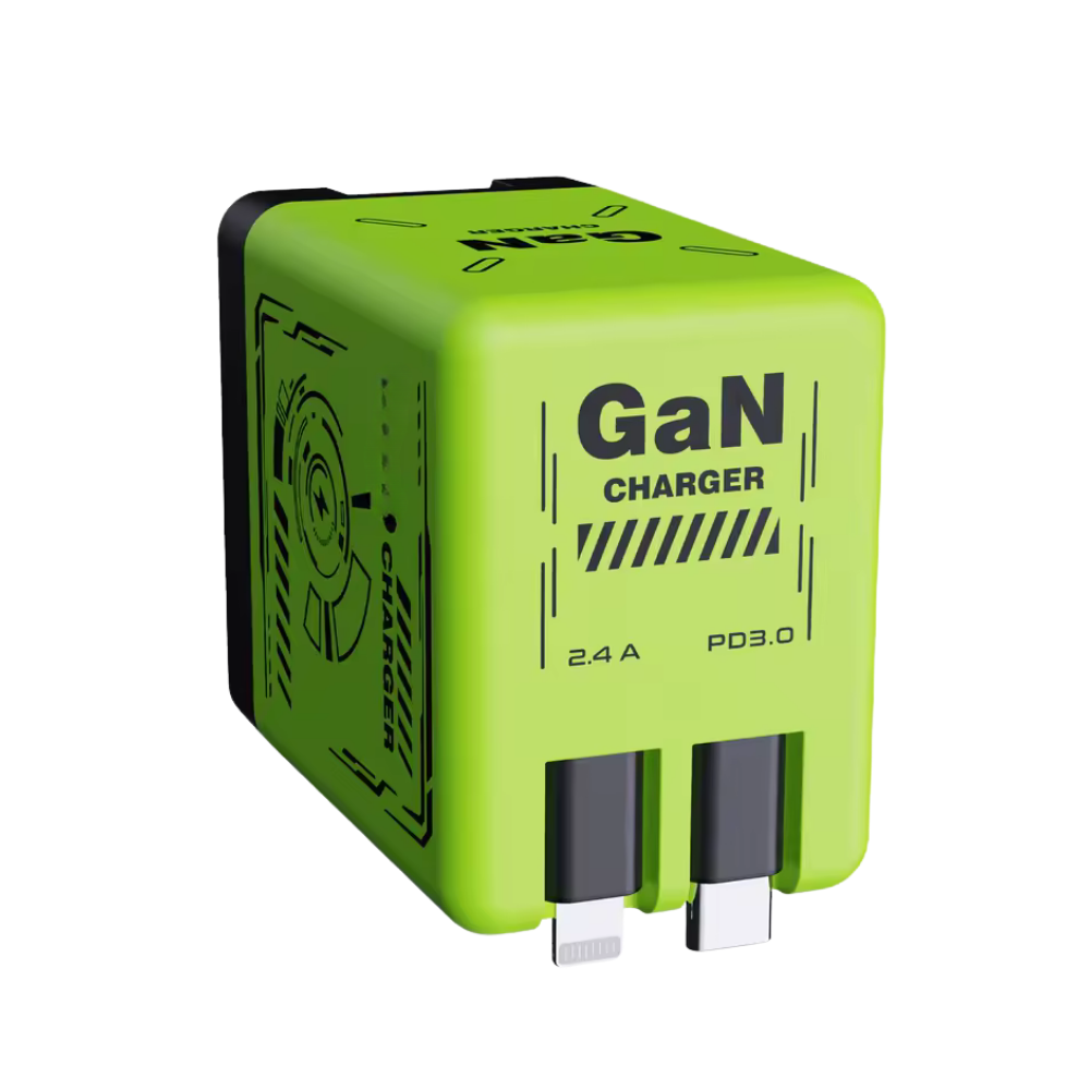 Retractable Cable Dual Charger -Green - Ozerty