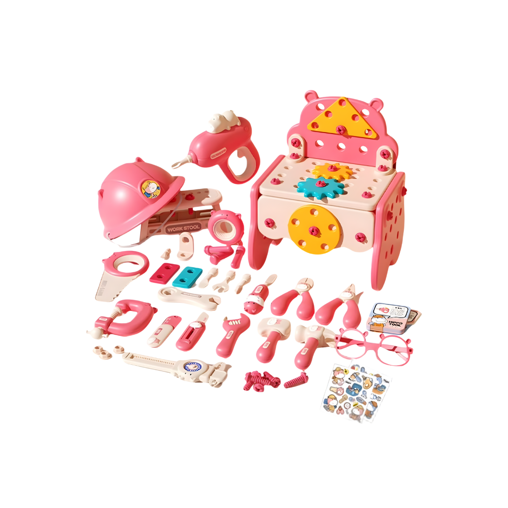 Screw Puzzle Kid Tool Box -Pink - Ozerty