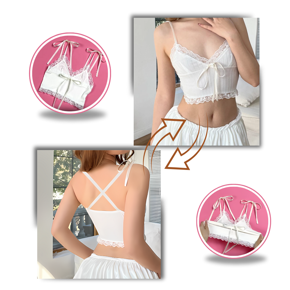 Soft Stylish Lace Trim Crop Top - Ozerty