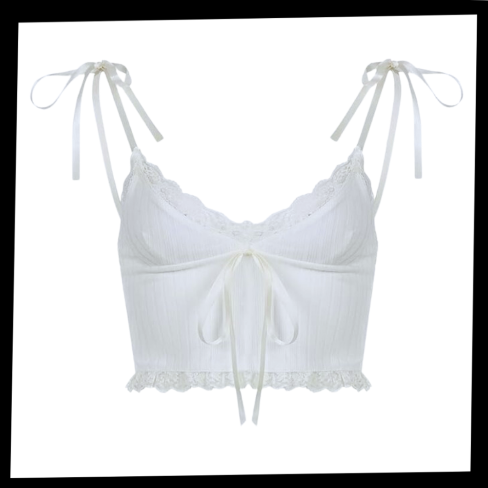 Soft Stylish Lace Trim Crop Top - Ozerty