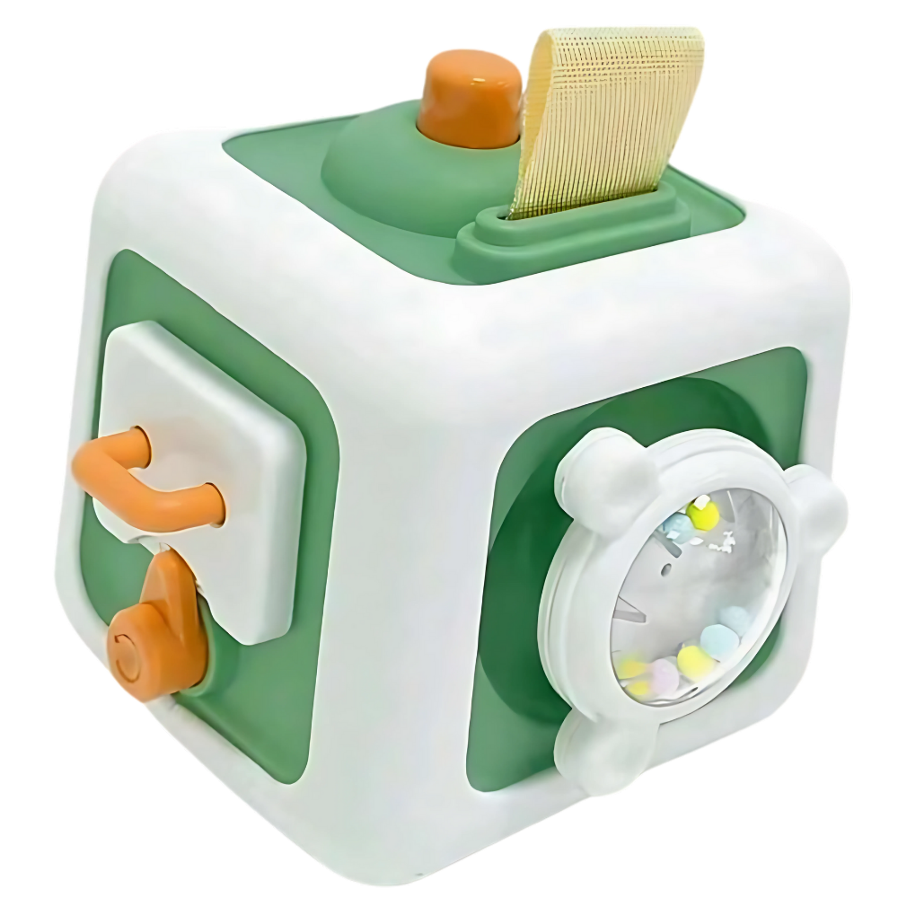 Vibrant 6 in 1 Busy Cube Sensory Toy -Green - Ozerty