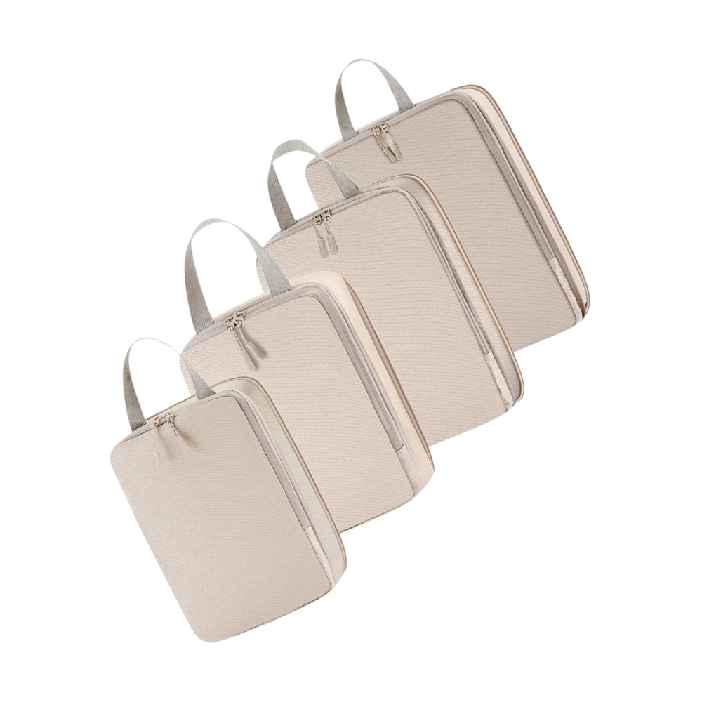 Zip Compress Luggage Organizer -Beige - Ozerty