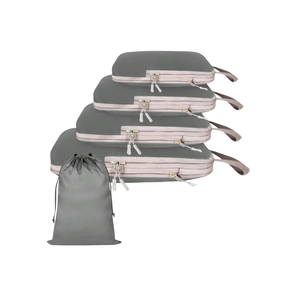 Zip Compress Luggage Organizer -Grey - Ozerty