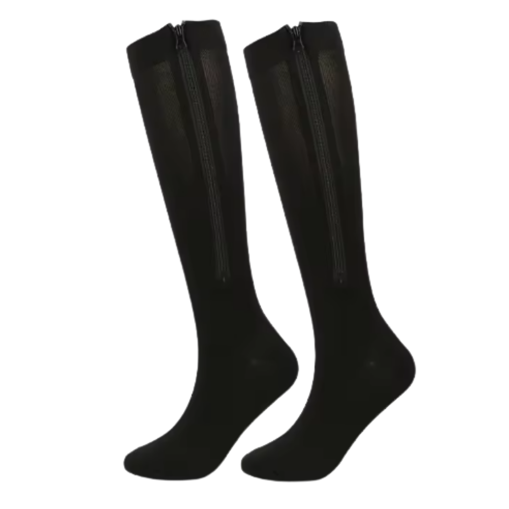 Zippered Knee Compression Sock -Black - Ozerty