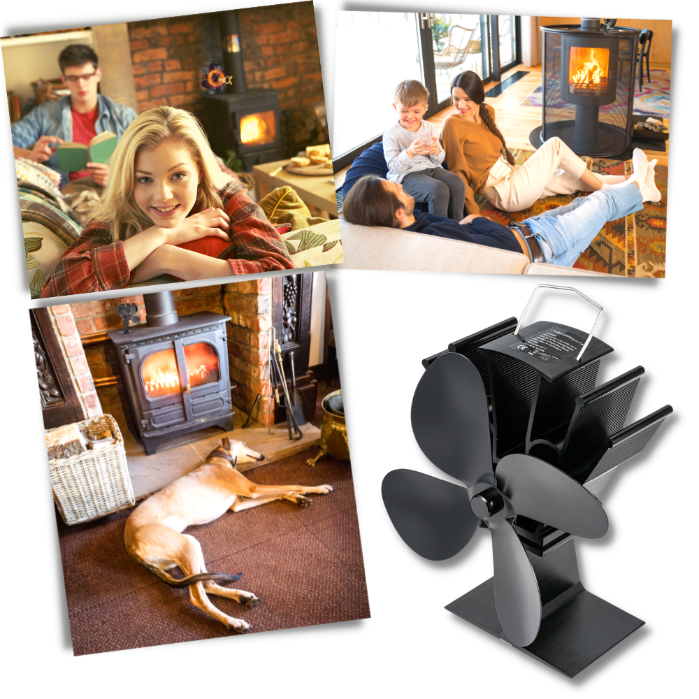 4-Blade Heat Powered Stove Fan for fireplaces - Ozerty