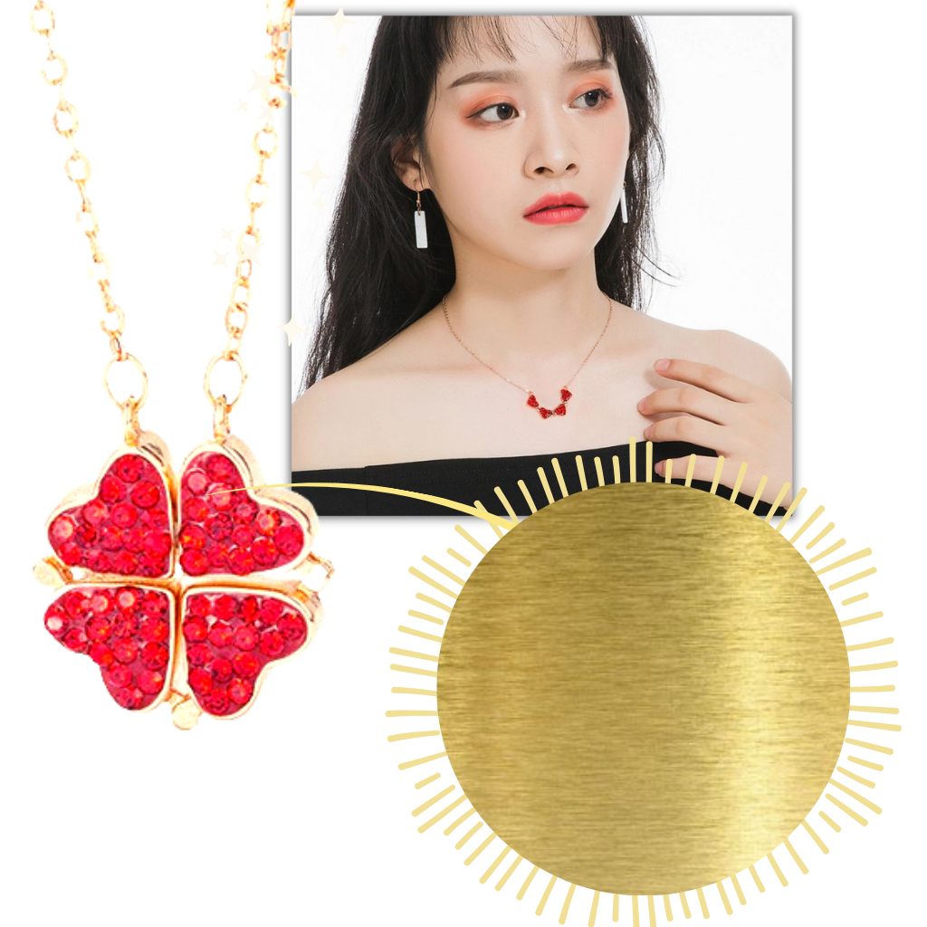 Adjustable 4 Leaf Clover Heart Necklace