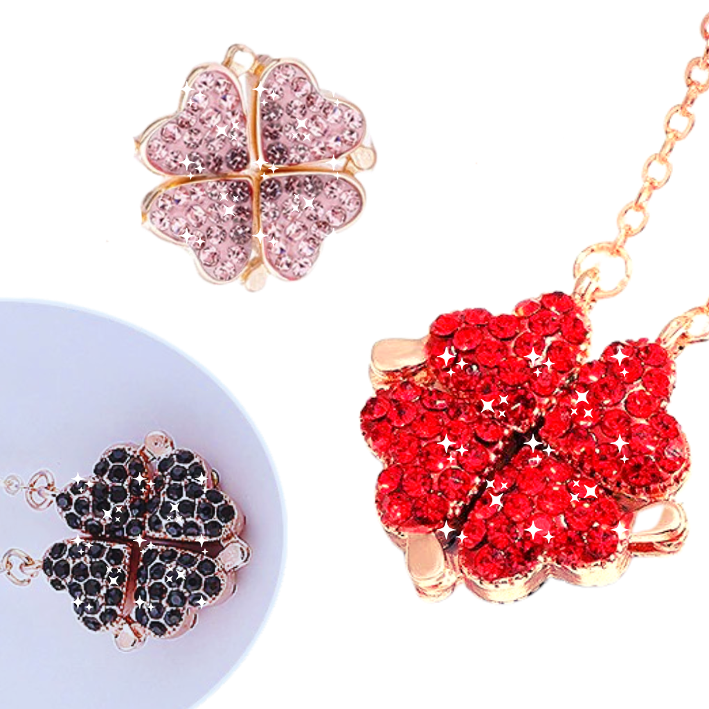 Adjustable 4 Leaf Clover Heart Necklace