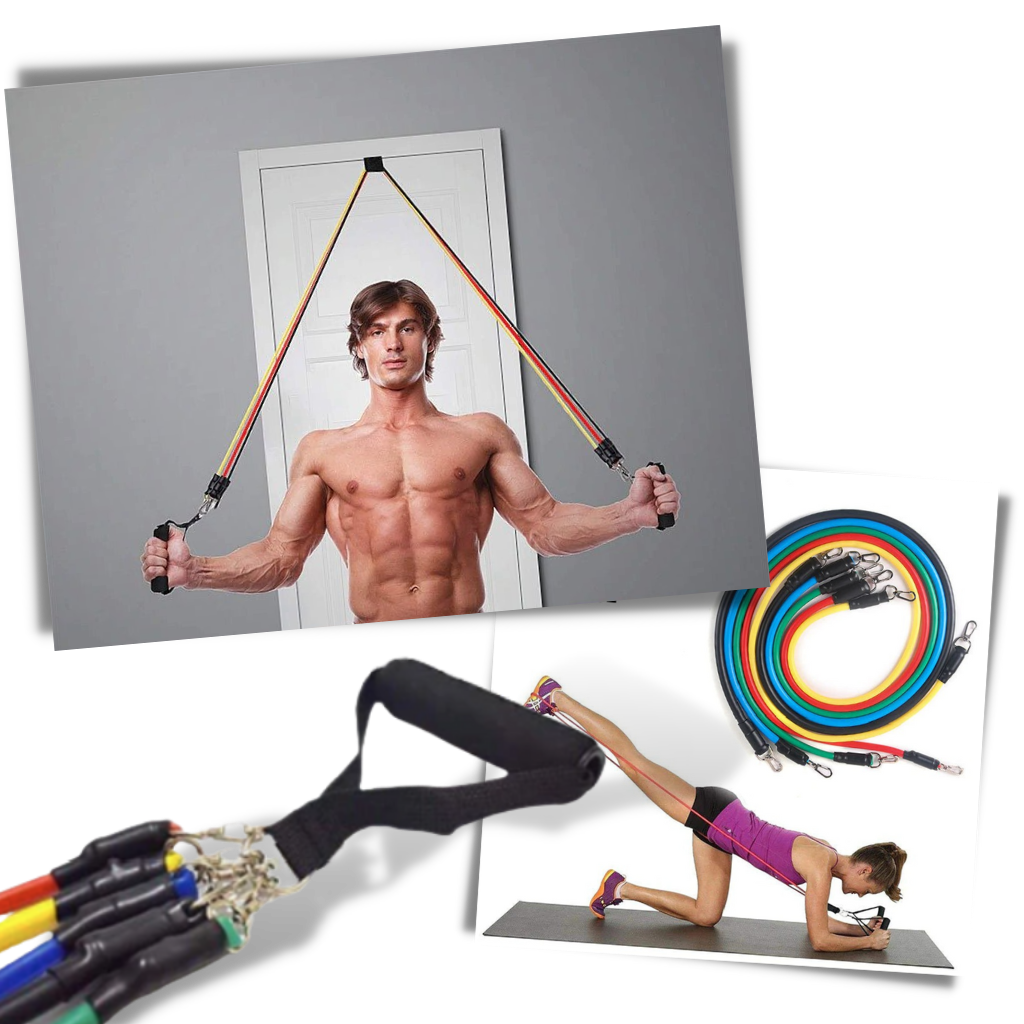 Complete Exercise Resistance Bands Set (11 Pcs)