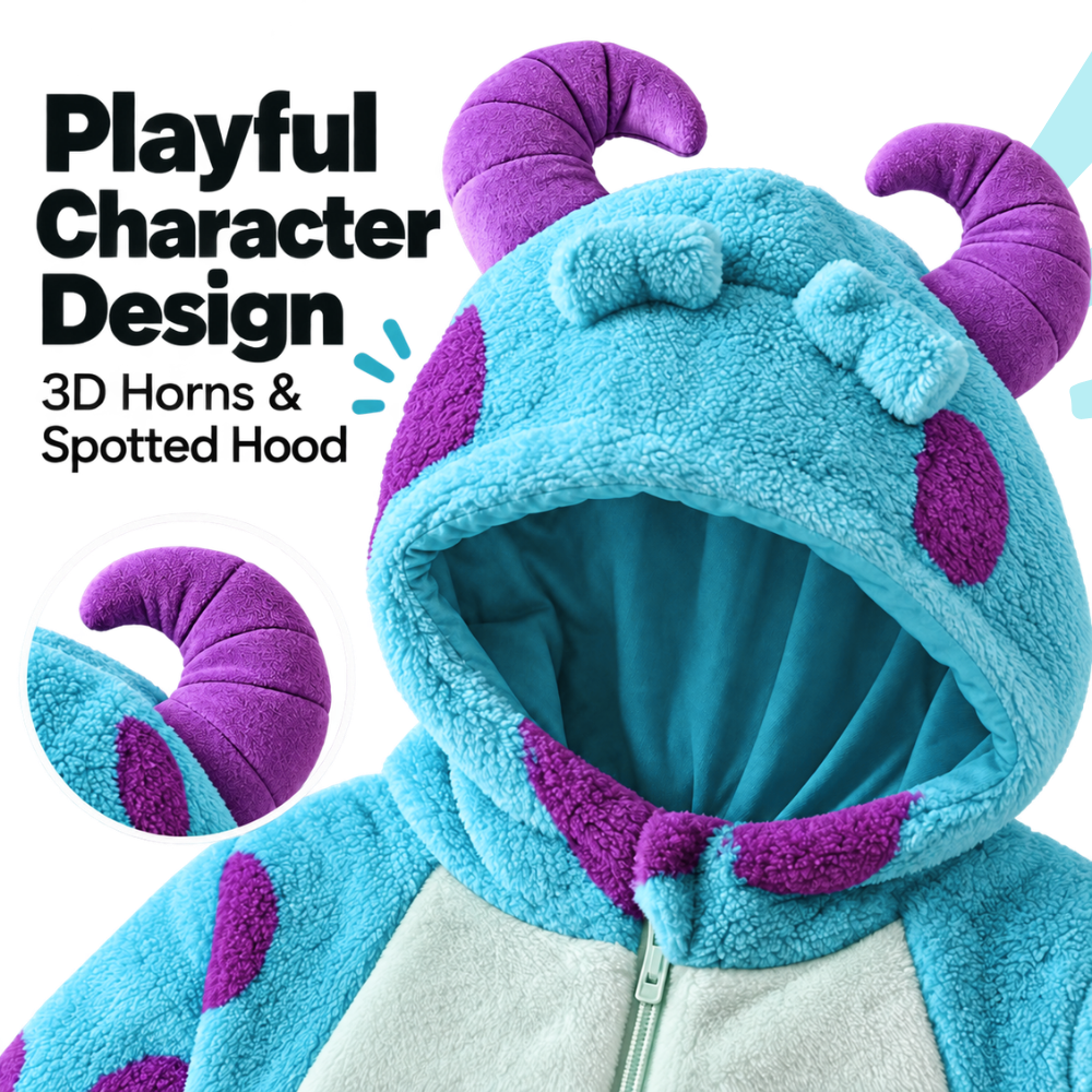 Cozy Horned Baby Monster Costume Jumpsuit - Ozerty