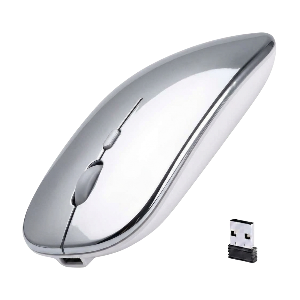 Slim Portable Silent Wireless Mouse -Silver - Ozerty