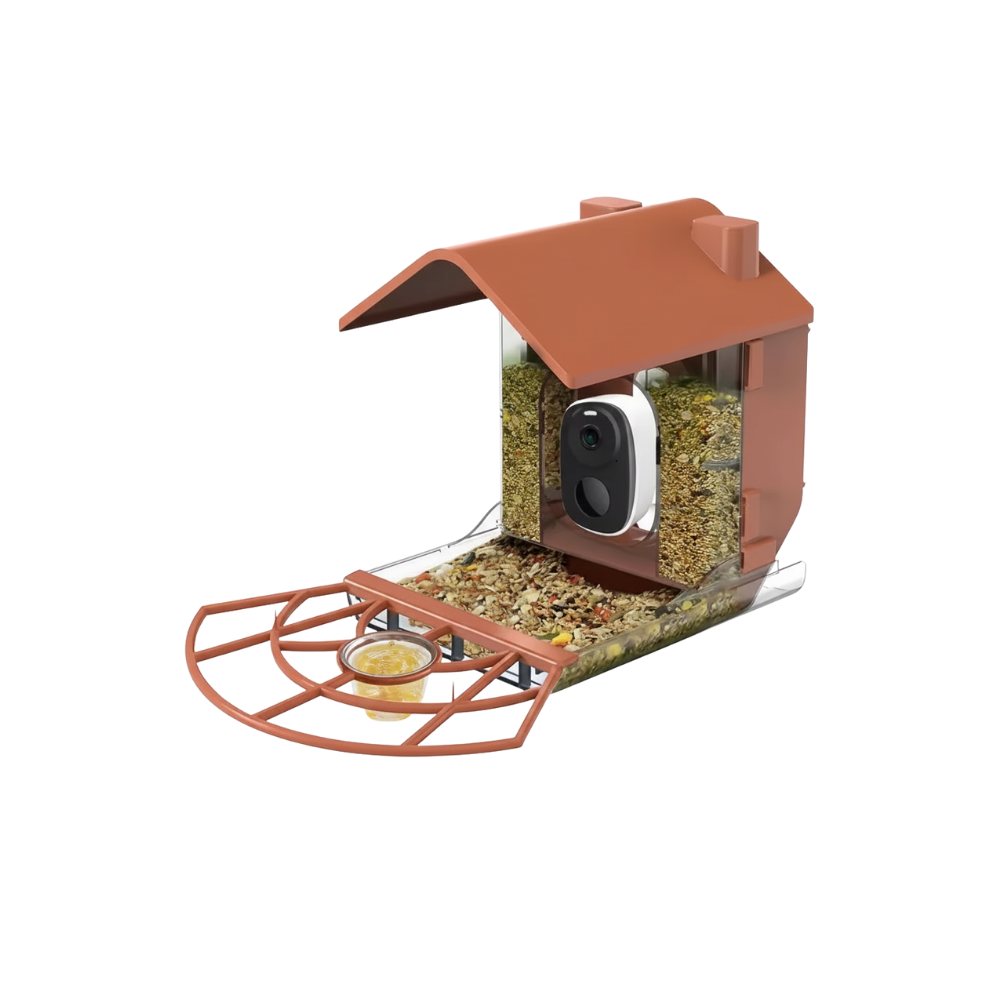 AI Solar Bird Feeder -Brown - Ozerty
