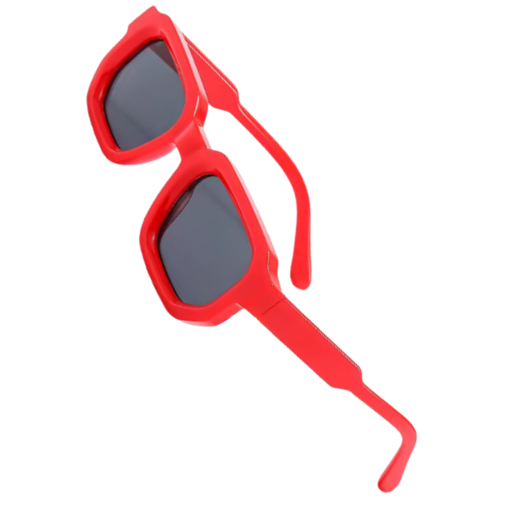 Bold Energy Rectangle UV Sunglasses  -Red Grey - Ozerty