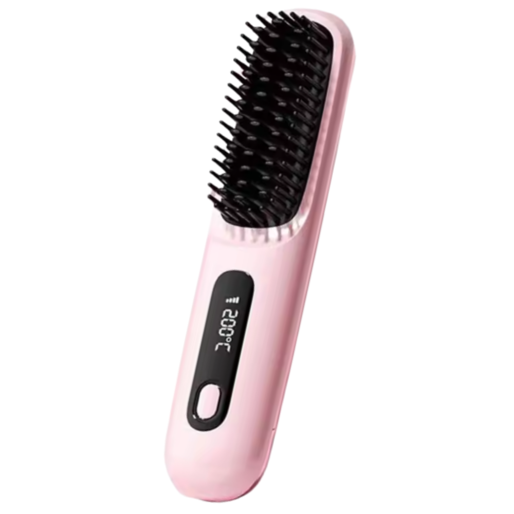 Confidence Boost Hair Straight Heat Brush -Pink - Ozerty