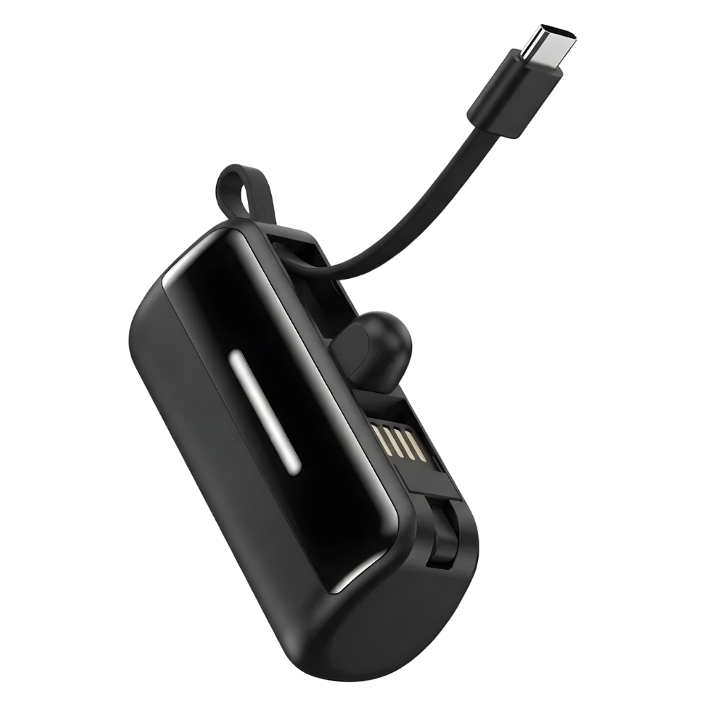 Efficiently Reliable Mini Stand Power Bank -Black - Ozerty