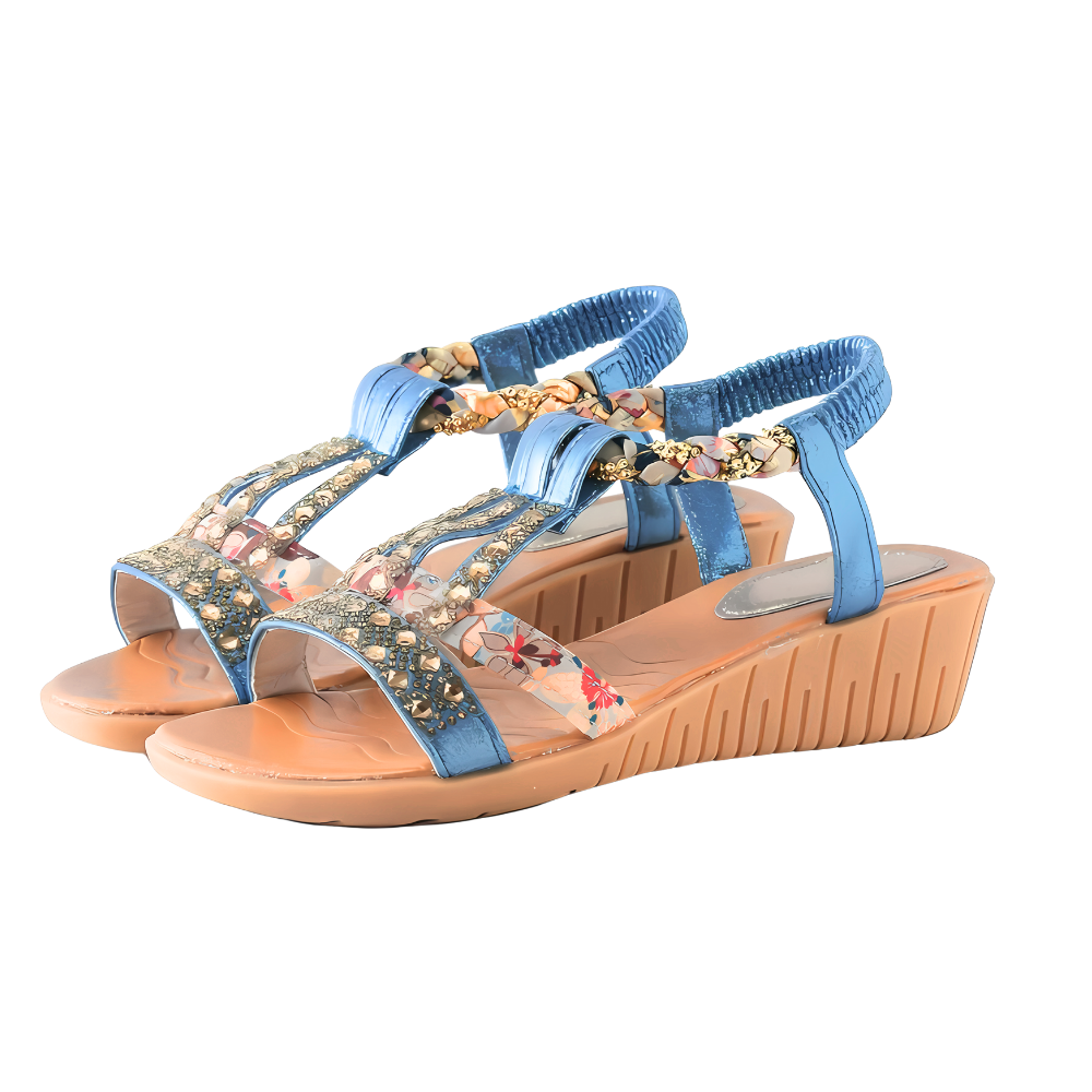 Elegant Orthopedic Boho Sandals -Blue - Ozerty