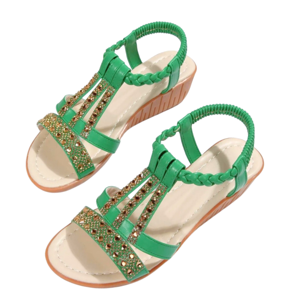 Elegant Orthopedic Boho Sandals -Green - Ozerty