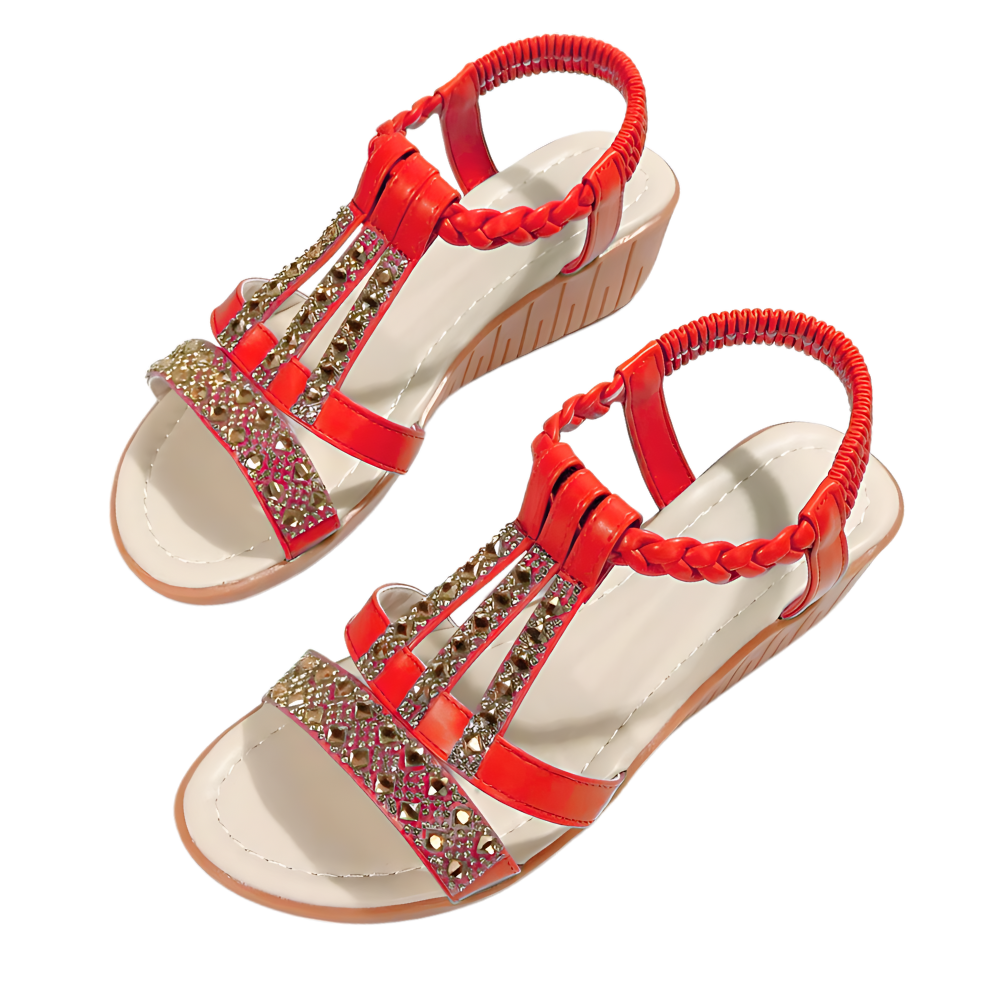 Elegant Orthopedic Boho Sandals -Red - Ozerty