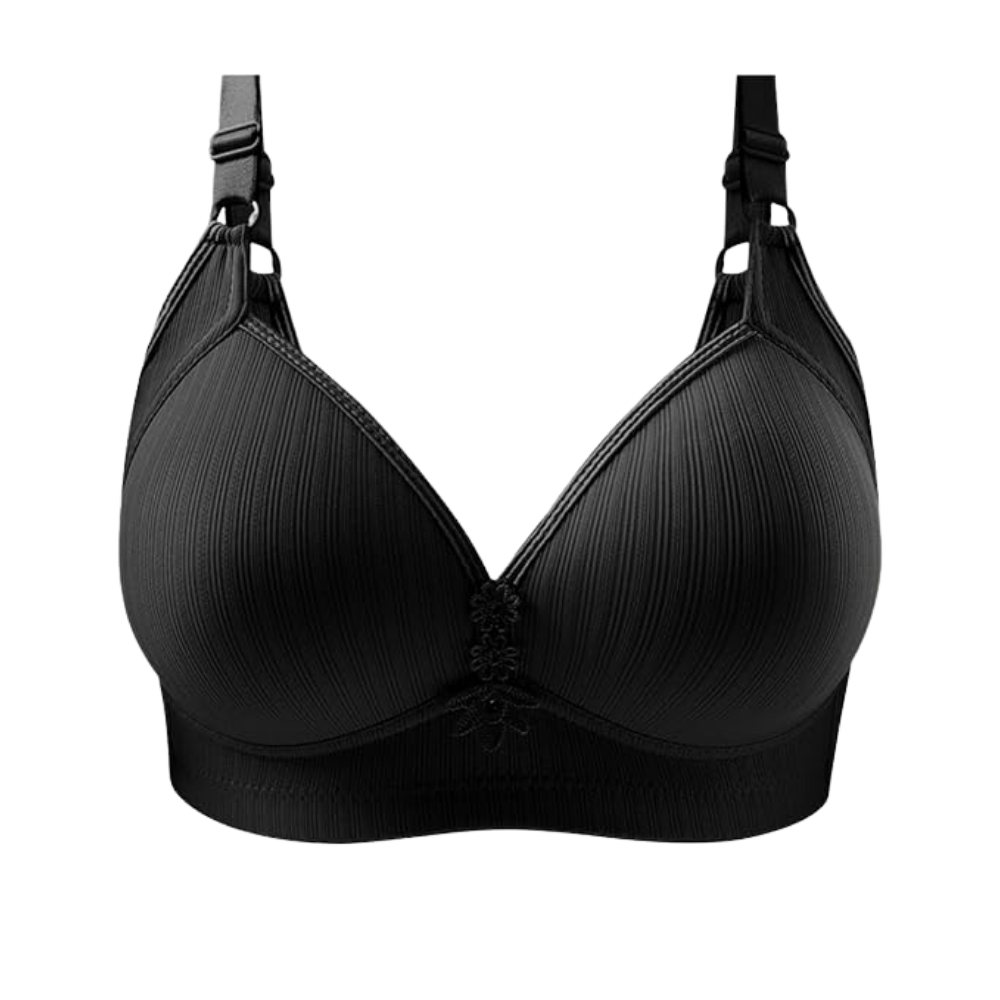 Plus Size Wireless Push-Up Bra -Black - Ozerty