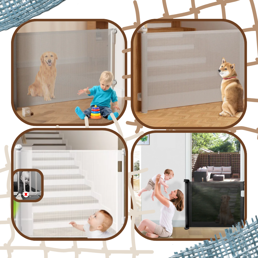 Retractable Sturdy Mesh Pet & Baby Gate - Ozerty