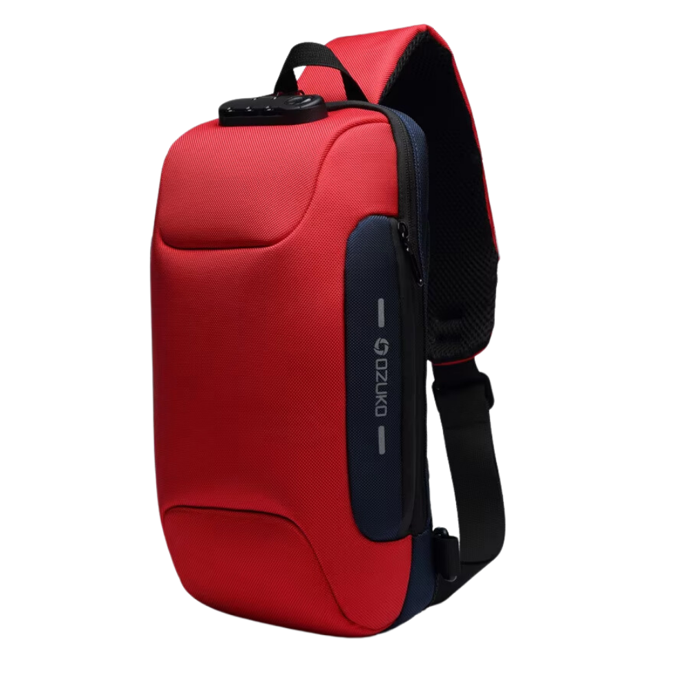 Secure Charge Crossbody Bag -Red - Ozerty