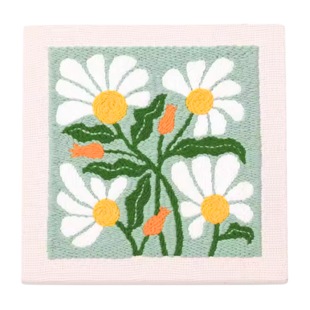 Tranquil Thread Punch Needle Kit -Chamomile Flowers Kit - Ozerty