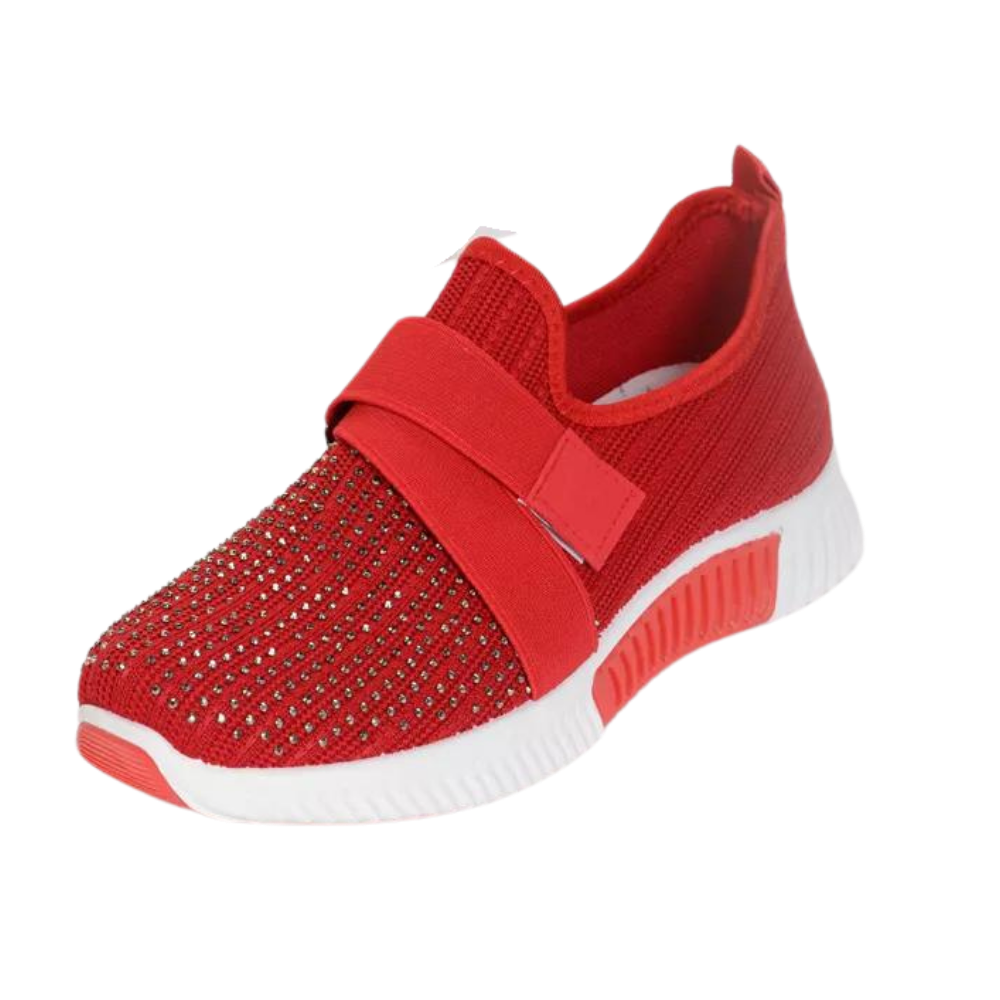 Ultra-Light Velcro Straps Orthopedic Sneakers  -Red - Ozerty