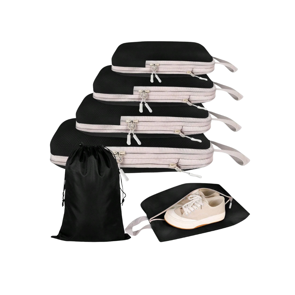 Zip Compress Luggage Organizer -Black - Ozerty