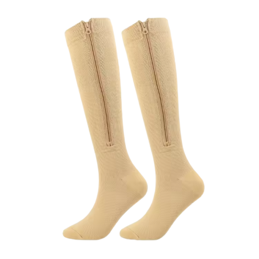 Zippered Knee Compression Sock -Beige - Ozerty