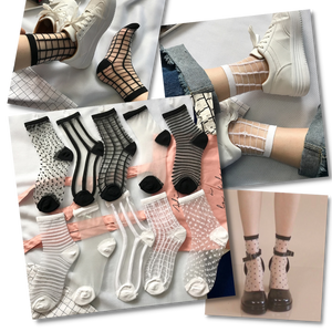 (10 Pairs) Transparent Fashion Socks for Women -