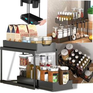 Double-Drawer Kitchen Spice Rack -