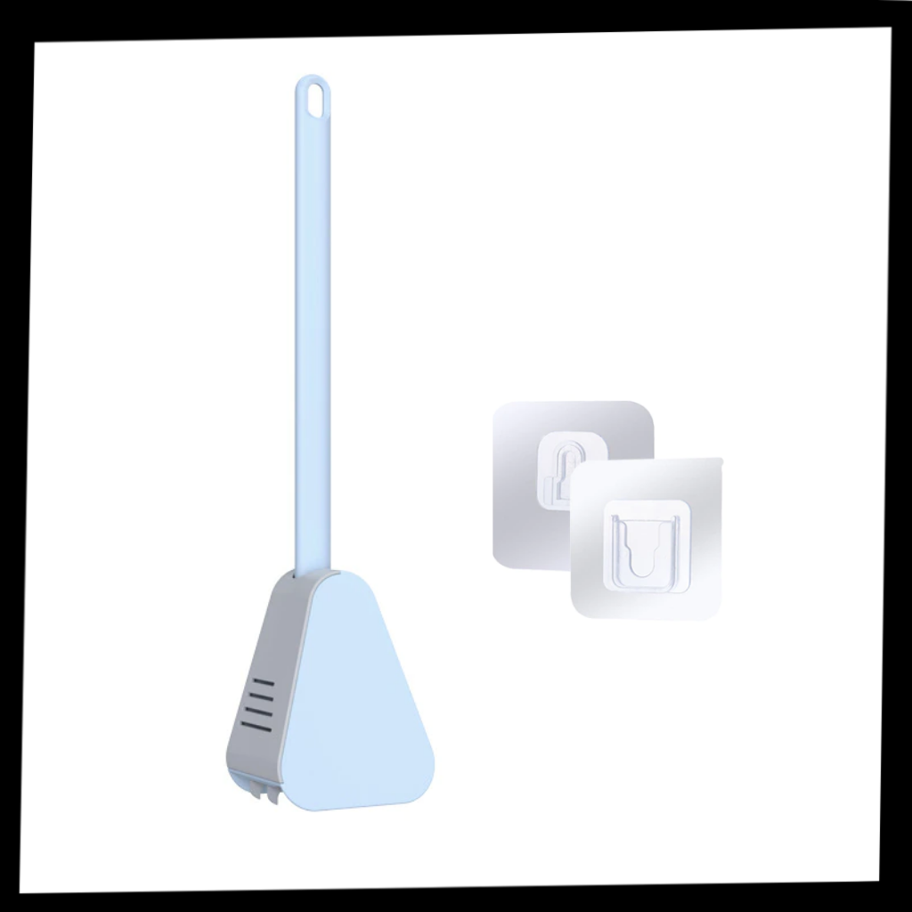 Long handle toilet brush with wall mounted base