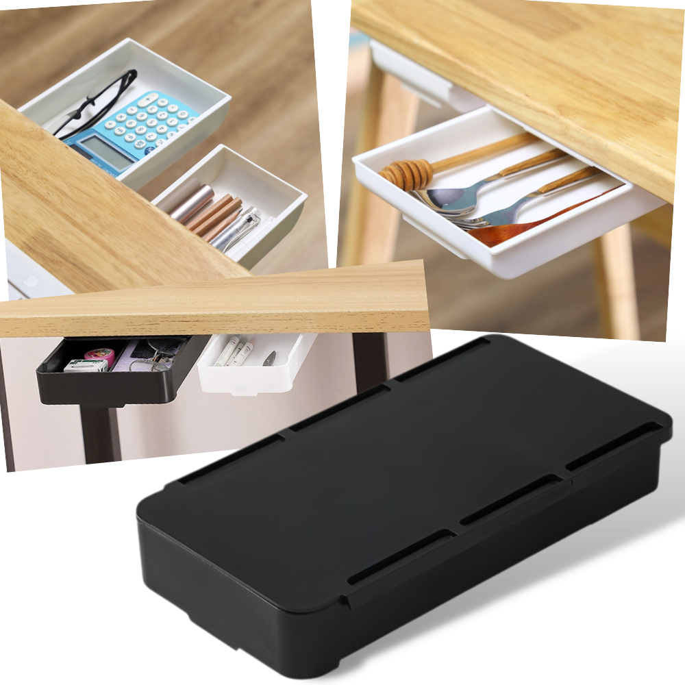 Desk Drawer Organizer | Hidden Adhesive Tray | Office Drawer Storage