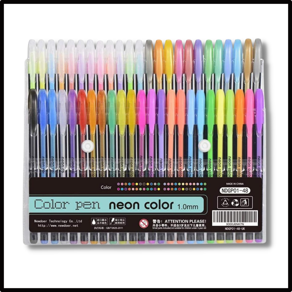 48-Color Glitter Gel Pens Set - Ozerty