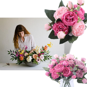Artificial Silk Peony and Roses Flower Bouquet