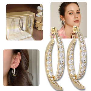 Silver/Gold Cross-Curved Earrings -