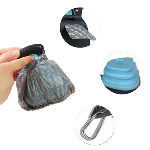 Foldable dog poop scoop with bag dispenser